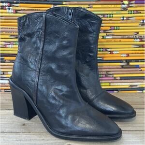 Free People Barclay Ankle Boots Black Leather Heeled Women's Size 5 / 36